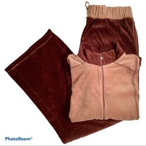 Appagallo Brown Velour Jacket & Pants Sweatsuit.